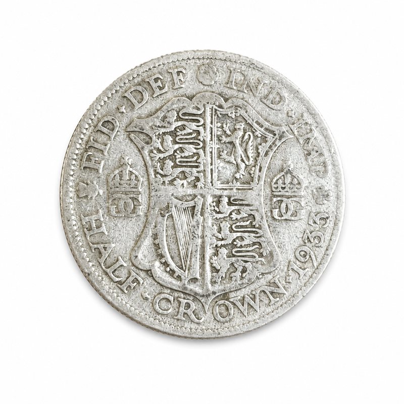 1933 George V silver half crown: White